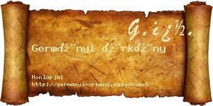 Germányi Örkény névjegykártya